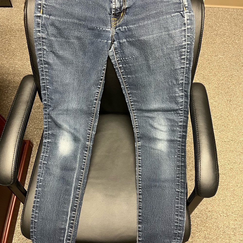 Fossil Blue Skinny Jeans with Distressed Detailing